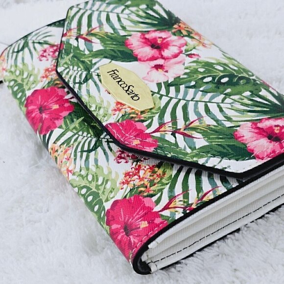 Franco Sarto Floral Crosshatch Texture Faux Leather Mini Crossbody Organizer - Picture 9 of 16